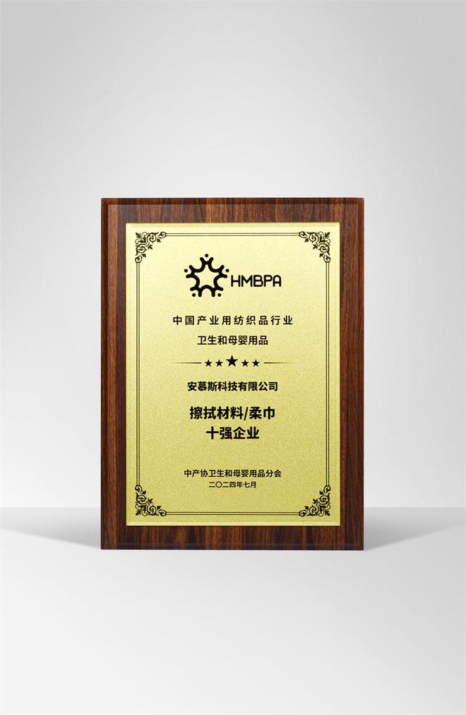 荣获中国柔巾行业十强企业PG麻将胡了试玩安慕斯